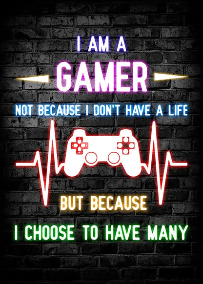 Nordic Cat and Gaming Controller Quotes Poster Modern Canvas Painting for Wall Art Mural Gamer Boys Girls Room Decor (not Neon)