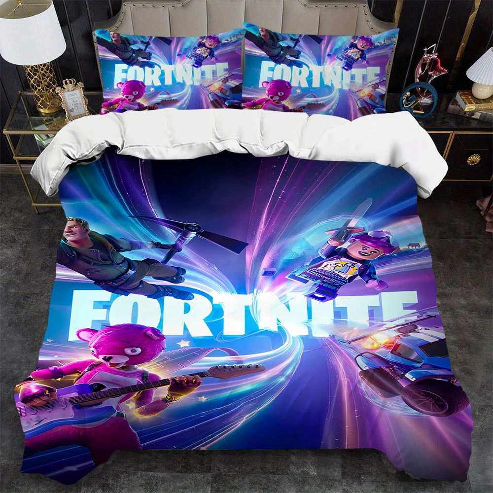 Battle game F-Fortnite Duvet Cover Set Soft Wash Bed 3 Piece Summer Comfortable Student Dormitory Home Baby Bedding Best seller