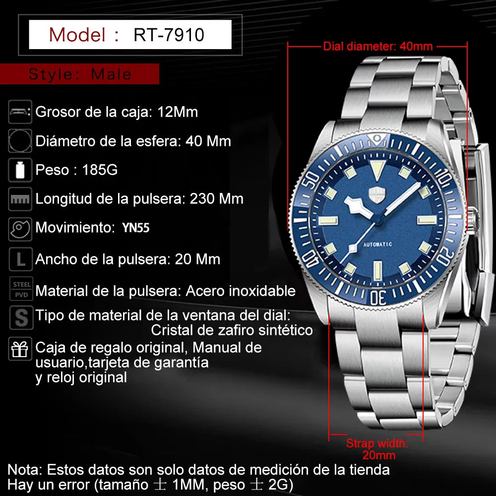 2026RollsTimi Men's Watches Men's Mechanical Watches Stainless Steel Waterproof Sports Automatic Watches Men's Gift Box Luminous