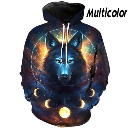 Sudadera con capucha de lobo impresa en 3D, superventas en Europa y EE. UU. Sudadera de moda de manga larga, moderna y con personalidad, con estampado de animal.
