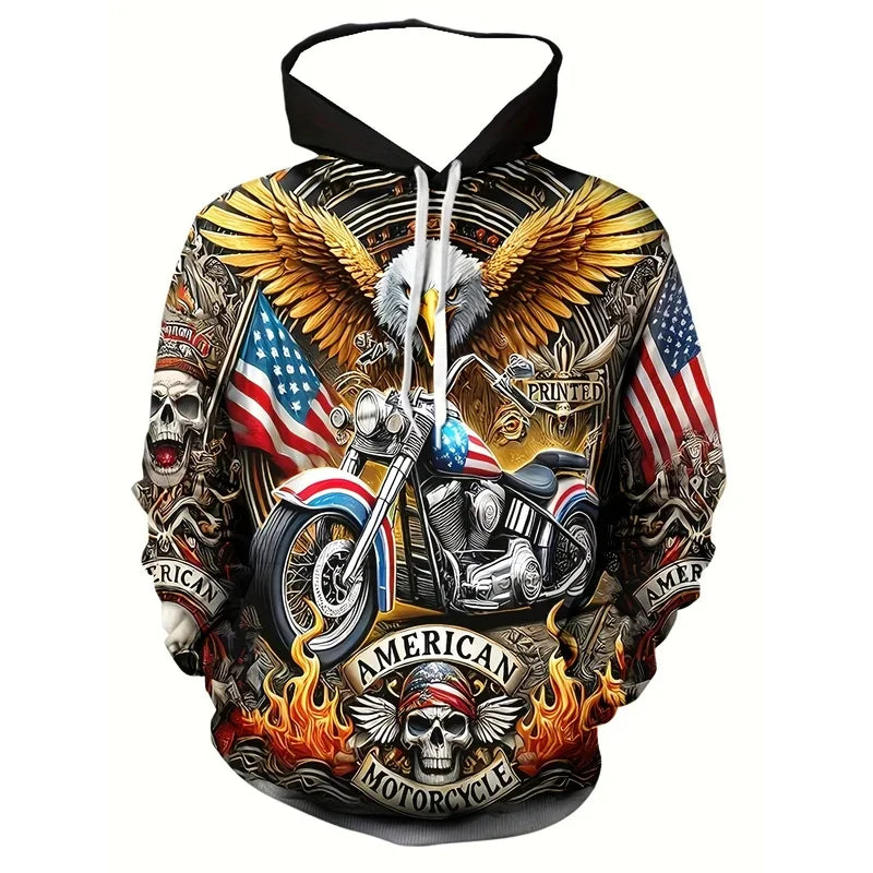 Men's 3D White Wolf Print Hoodie, Casual Long Sleeve Pullover with Drawstring Pocket, 100% Polyester Slight Stretch Men's Clothing