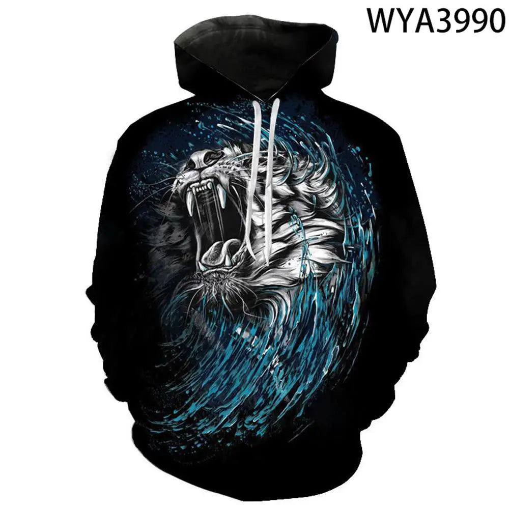 Sudadera con capucha de lobo impresa en 3D, superventas en Europa y EE. UU. Sudadera de moda de manga larga, moderna y con personalidad, con estampado de animal.