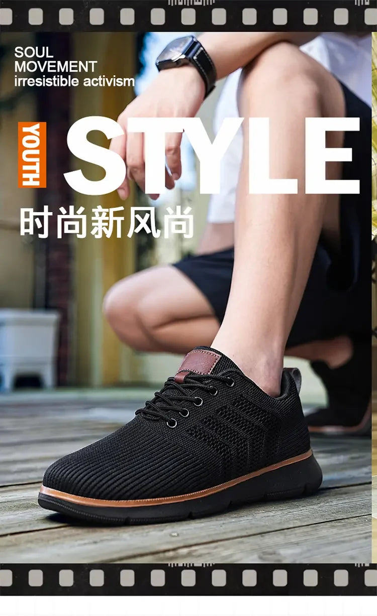 Casual Sneaker Shoes, Breathable Men's Walking Mesh, Soft Sole Outdoor Anti-Slip Travel Comfortable Running Shoes, Tenis Masculino