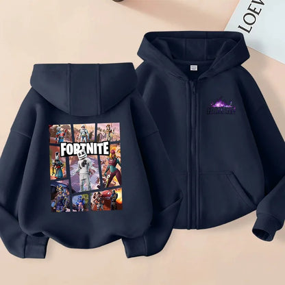 Kid Outdoor Jacket Cartoon Fortnite Girl Boy Sweatshirt Coat High-Quality Thin Windbreaker Girl Autumn Zip Jacket Clothing Tops
