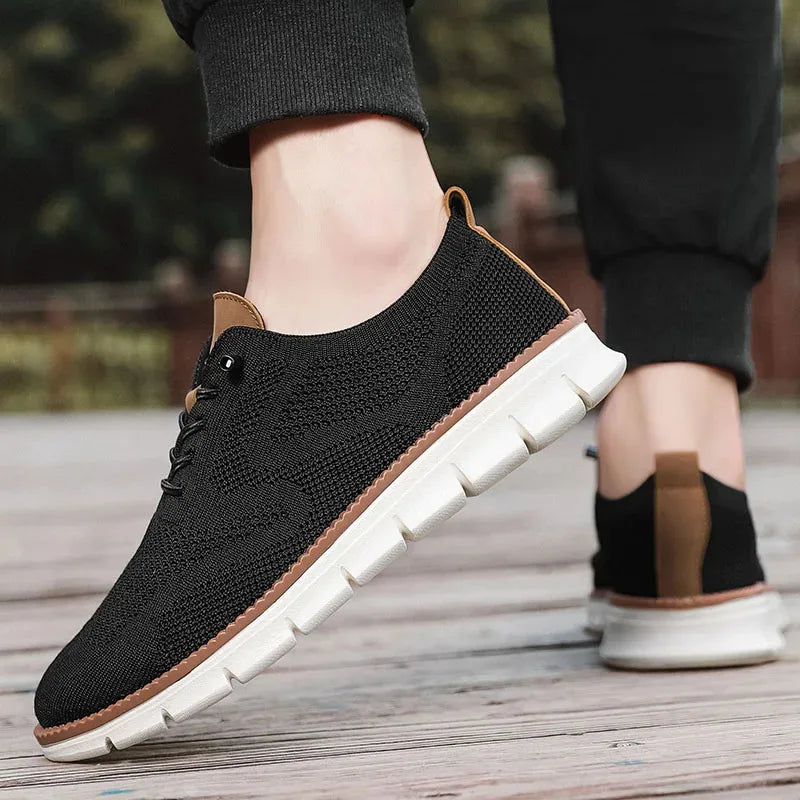 Men Casual Shoes Classic Breathable Brogue Flats Cushioning Color Blocking Design Dress Shoes Versatile Sneakers Lightweight