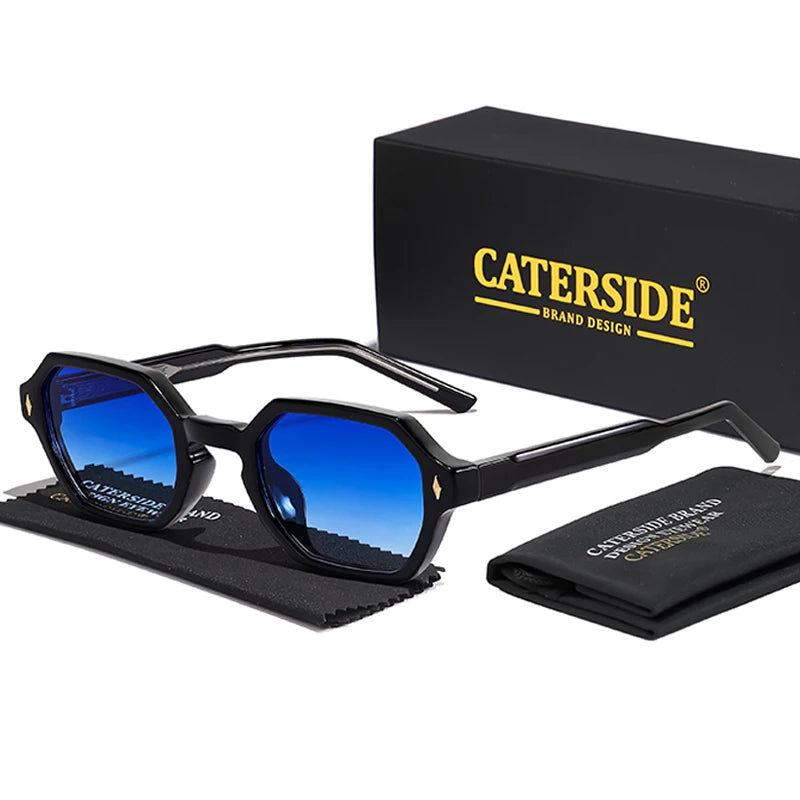 CATERDIDE Retro Polygonal Men Sunglasses Personalized Design Square Frame Sun Glasses for Women Parties Travel Holidays Glasses