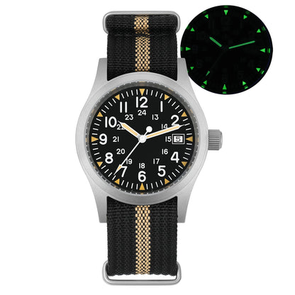 Militado ML05 Ronda 515 Movement Field Watches Domed Sapphire Crystal With High Clear AR Coating Wristwatch 38mm Vintage Watches