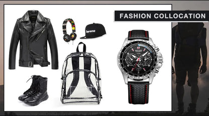 MEGIR 1010 Men's Quartz Watch with Leather Strap, Analog Display, Fashion Design, Stylish Gift for Men relogio feminino