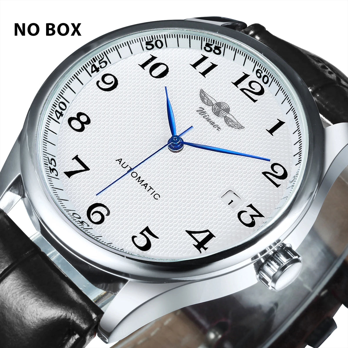 Reloj para hombre WINNER – Estilo clásico, retro y elegante – Reloj mecánico automático con calendario – Marca de lujo, caja de acero y correa de piel
