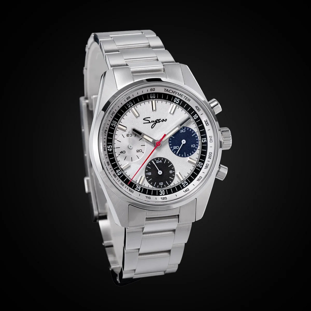Sugess Mens Watch 38mm Chronograph Mechanical Wristwatches Tianjin Gooseneck Movement Sapphire Crystal Roulette Dial S465 new