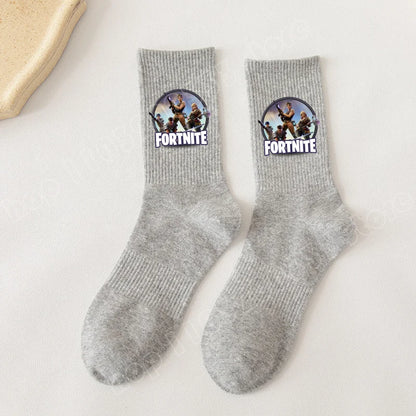 Fortnite-Socken mit Cartoon-Spielcharakter, lange Socken für Kinder und Schüler, einfarbige Baumwollsocken für Frühling und Herbst, Geburtstagsgeschenk