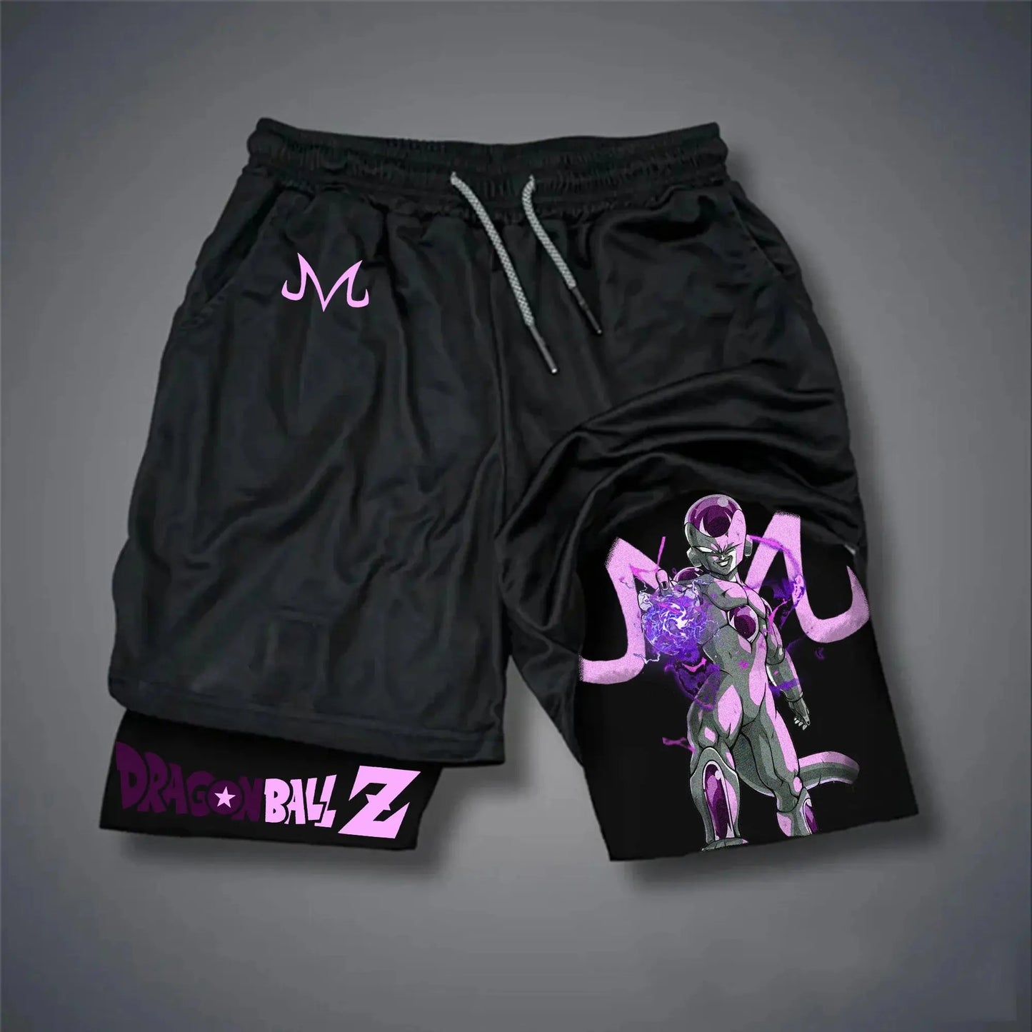 Dragon Ball Z Unisex Casual Anime Streetwear 2-in-1 Shorts Summer Gymnastics Gym Quick Drying Shorts with Drawstring Pocket