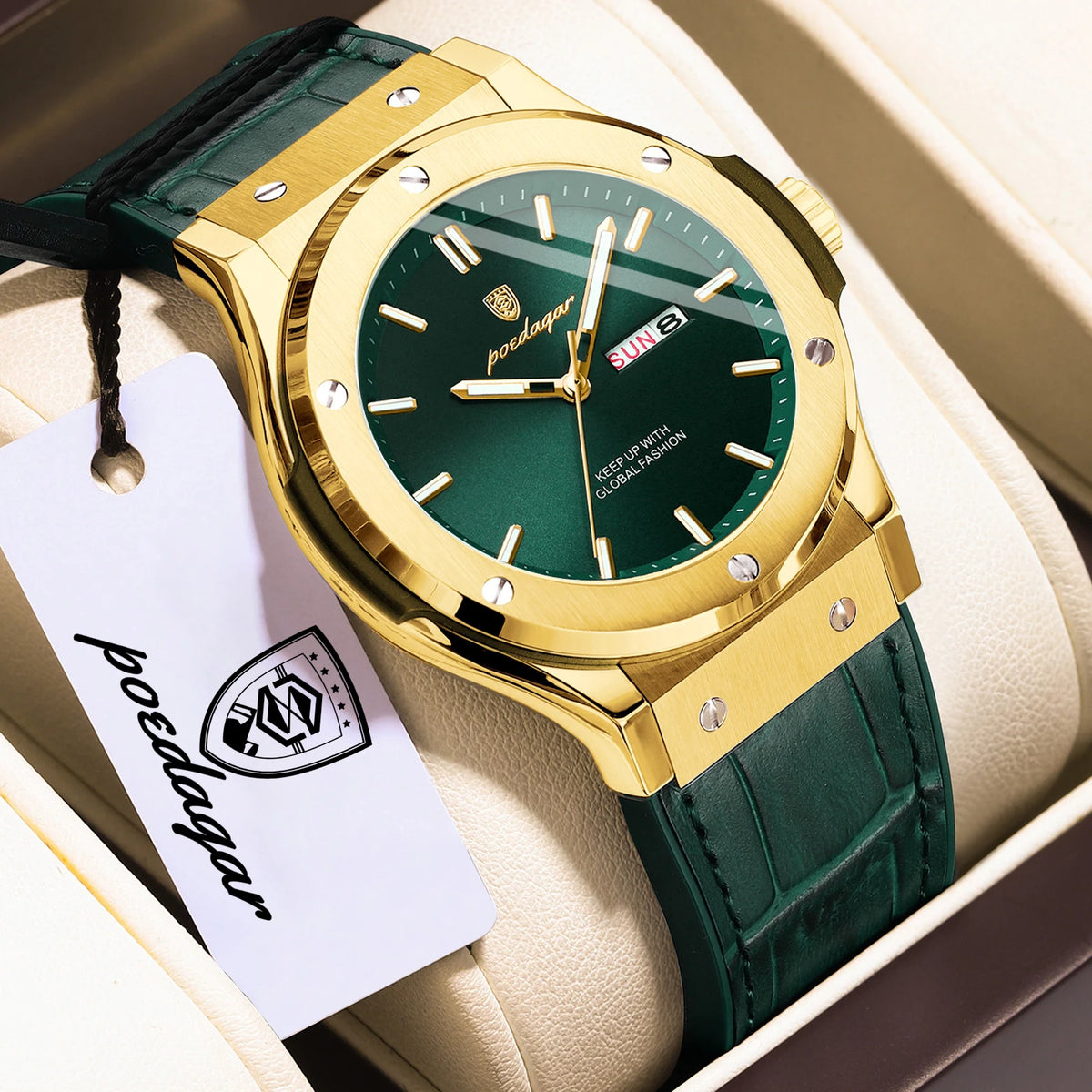 Orologio da uomo POEDAGAR – Modello originale, stile professionale, impermeabile, cinturino in silicone, indicazione di data e giorno, movimento al quarzo, orologio di lusso alla moda.