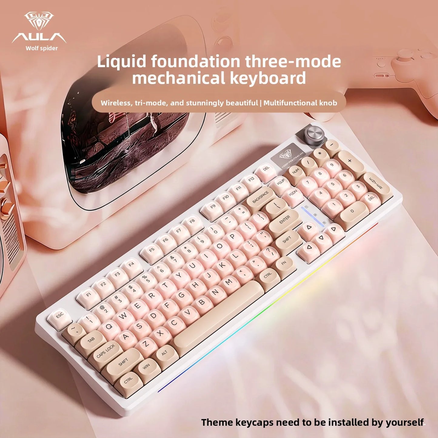 AULA S98 Lipstick Liquid Foundation Series Wireless Keyboard Hot-swappable E-sports Gaming Office Long Life Laptop Accessories