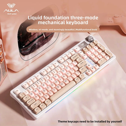 AULA S98 Lipstick Liquid Foundation Series Wireless Keyboard Hot-swappable E-sports Gaming Office Long Life Laptop Accessories