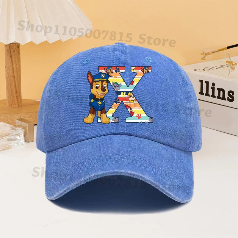Paw Patrol Fashion Baseball Cap for Men Women Cartoon Letter A-Z Printed Peaked Caps Male Female Summer Hip Hop Sunshade Hat