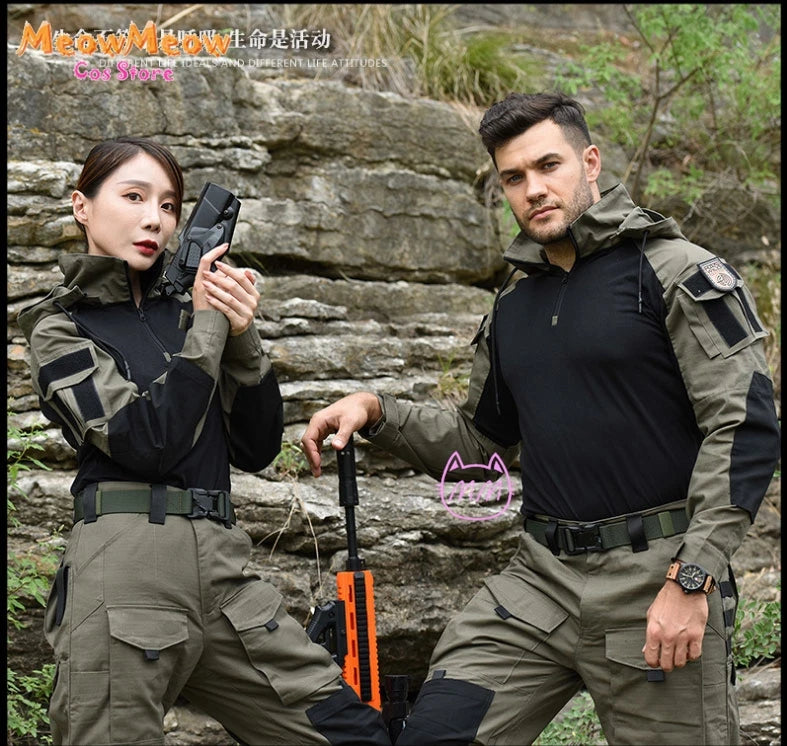 Call of Duty Ghost Cosplay Tactical Suit Combat Camo Uniform Black Blue Military Training Game Style Coat Halloween Party Outfit