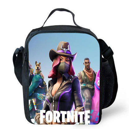 Fortnite Cartoon Lunch Bag, Portable Insulated Lunch Bag, Reusable Food Storage Bag, Suitable for Children and Students