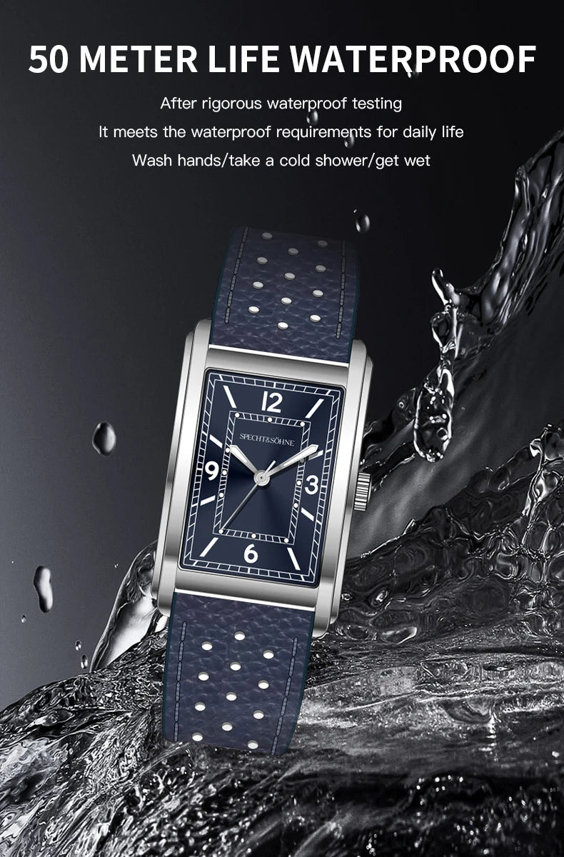 2025 New High Quality 27MM Specht & Söhne Square Men's Watch Sweep VH31 Movement Steel Reloj Hombre Sapphire Crystal Waterproof