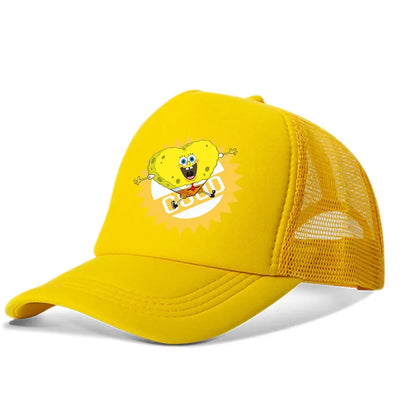 Cartoon SpongeBob Men Women Baseball Cap Outdoor Travel Boy Girl Mesh Sunhat Adult Hip Hop Dad Hat Summer Sport Trucker Peak Cap