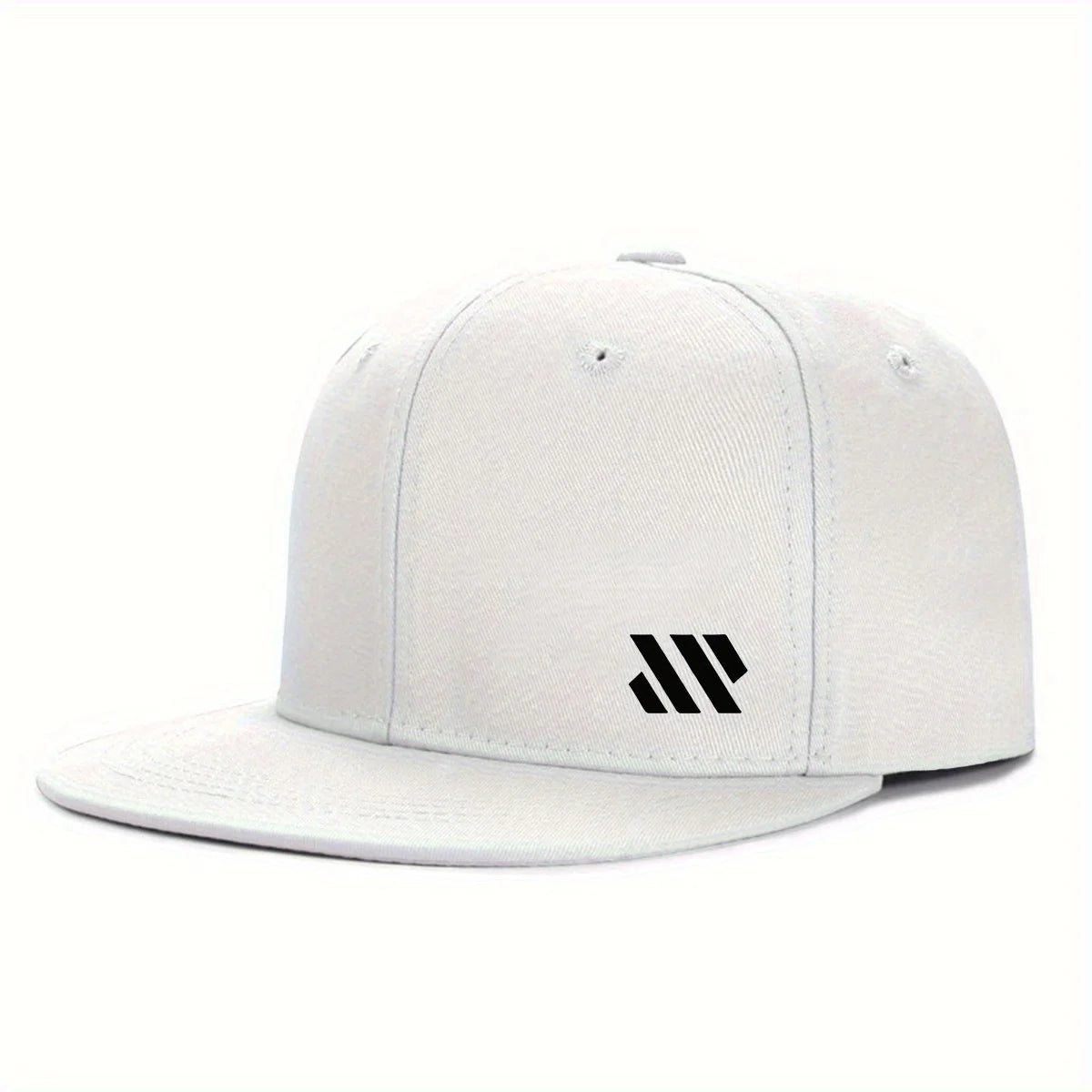 Baseball-lippis, jossa on valkoinen logo. Unisex-malli, säädettävä, hengittävä, tasainen lieri, kevyt ulkoilu- ja matkalippis, päähine.
