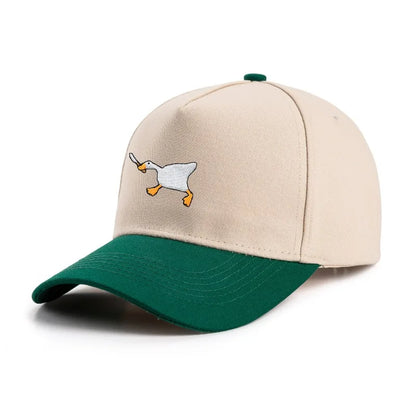 Embroidered baseball cap with goose pattern for men and women, casual and fashionable city style duckbill cap