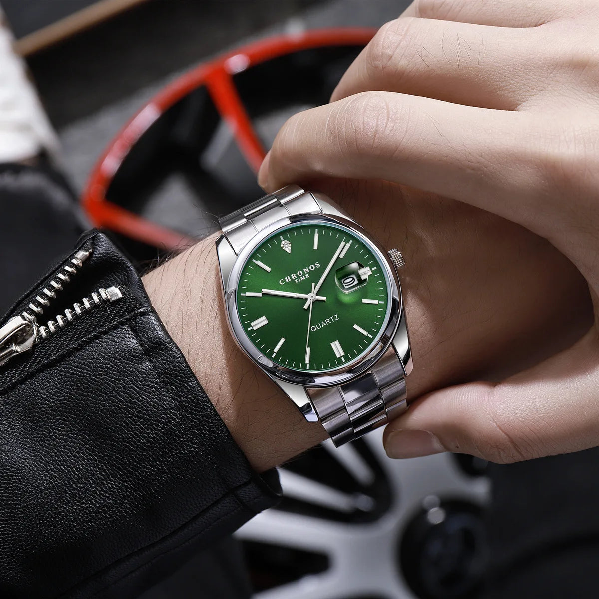 Reloj de pulsera para hombre CHRONOS: marca de lujo, resistente al agua, luminiscente, con indicador de fecha, de acero inoxidable y con mecanismo de cuarzo.