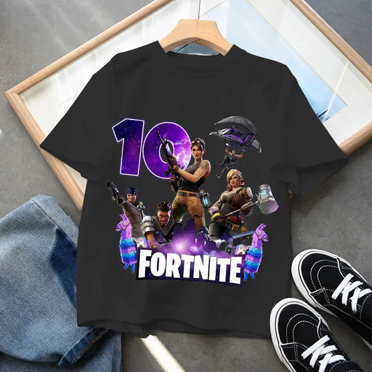 Fortnite Children’s Birthday Number T-Shirt Girls Boys Summer Clothes Baby Cotton Tee Shirts Party Short Sleeve Tops Toddler Gift