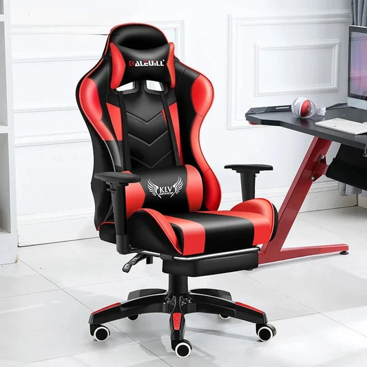 XMSJ Ergonomic Gaming Chair with Lumbar Support, High Back Leather Gaming Chair, Adjustable Armrest Reclining Office Chair for PC Gamer Desk