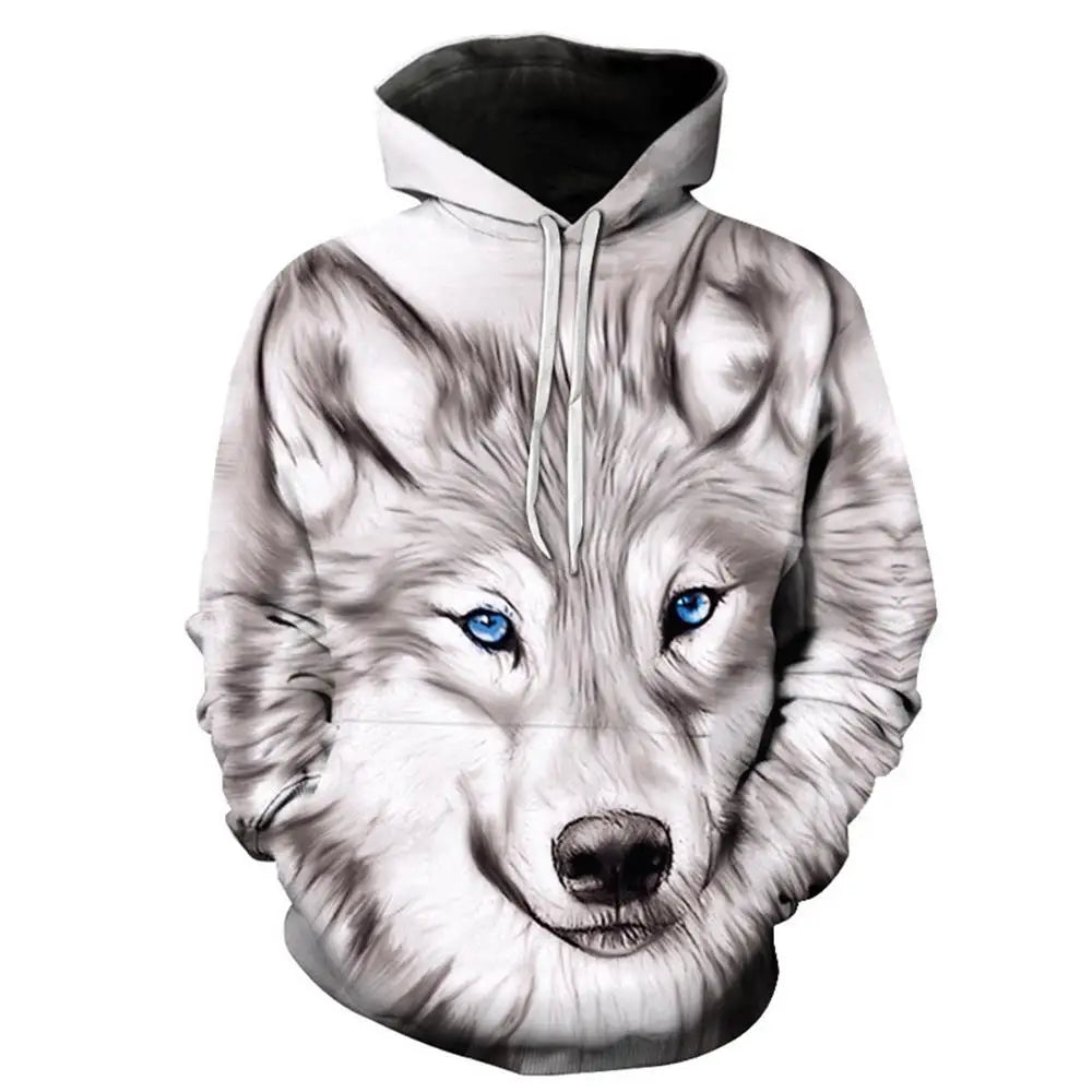 Sudadera con capucha de lobo impresa en 3D, superventas en Europa y EE. UU. Sudadera de moda de manga larga, moderna y con personalidad, con estampado de animal.