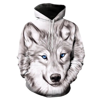 Sudadera con capucha de lobo impresa en 3D, superventas en Europa y EE. UU. Sudadera de moda de manga larga, moderna y con personalidad, con estampado de animal.