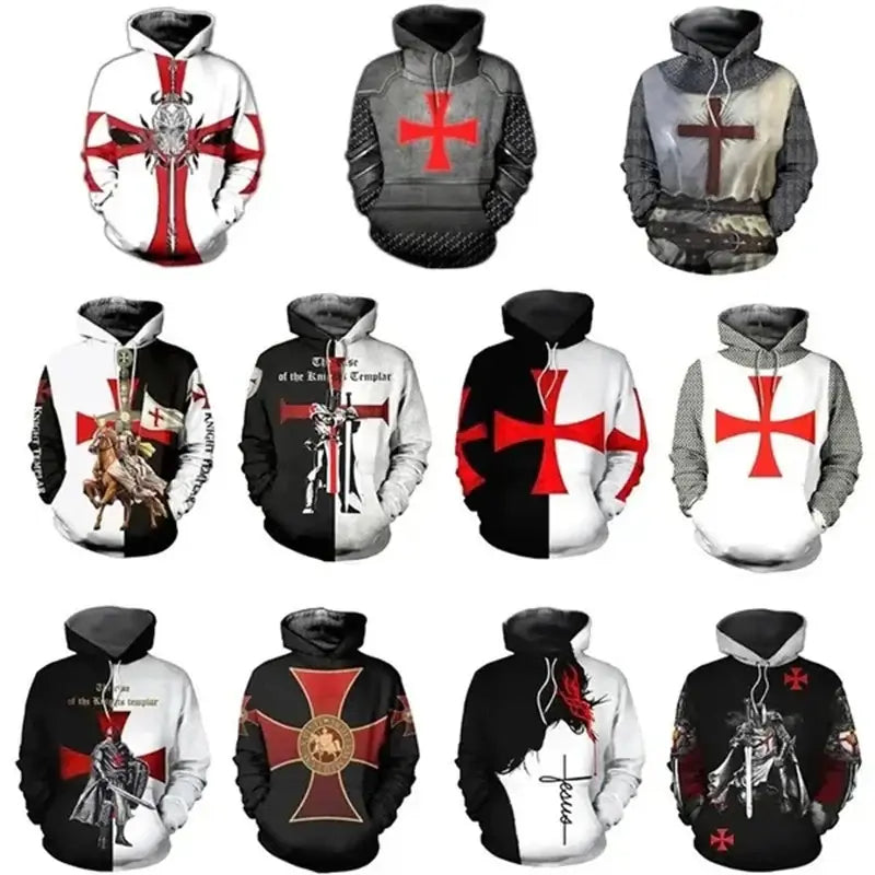 Knight Templar Mens Hoodie Sweatshirt 3d Printed Men Women Casual Hooded Sweatshirts Pullover Hip Hop Harajuku Streetwear Tops, Produit gaming premium Fraquane, produits de luxe, nouvelle génération, équipement gamer