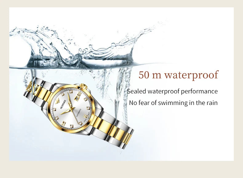OUPINKE 3199 Real Diamond Automatic Watch for Women Sapphire Crystal Mirror 50M Waterproof Luxury Elegant Ladies Watch Set