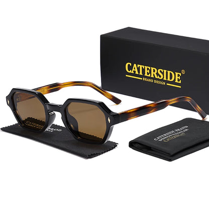 CATERDIDE Retro Polygonal Men Sunglasses Personalized Design Square Frame Sun Glasses for Women Parties Travel Holidays Glasses