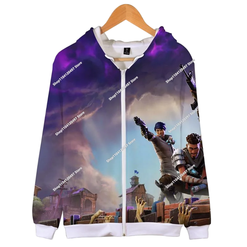 2024 New Game Zipper Hoodie Children's Sweatshirt Fortnite Pullover Sweatshirts Fashion Boys and Girls Clothing