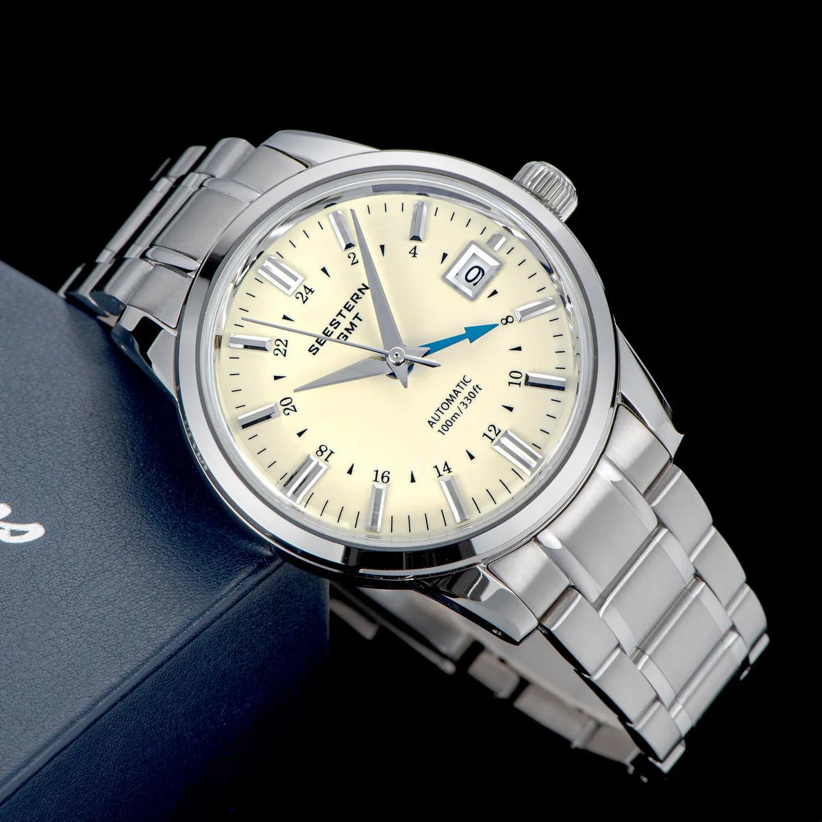 SEESTERN Men's Automatic Mechanical Wristwatch NH34 GMT Movement 10bar Waterproof Domed Sapphire Crystal Watch Limited S446 New