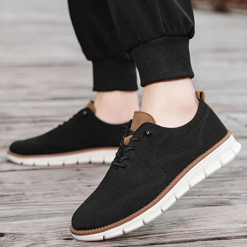 Men Casual Shoes Classic Breathable Brogue Flats Cushioning Color Blocking Design Dress Shoes Versatile Sneakers Lightweight