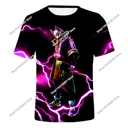 Fortnite Adult Children's Clothing 3D Digital Printing Loose Large Size Short-sleeved T-shirt Kids Summer Tee Tops