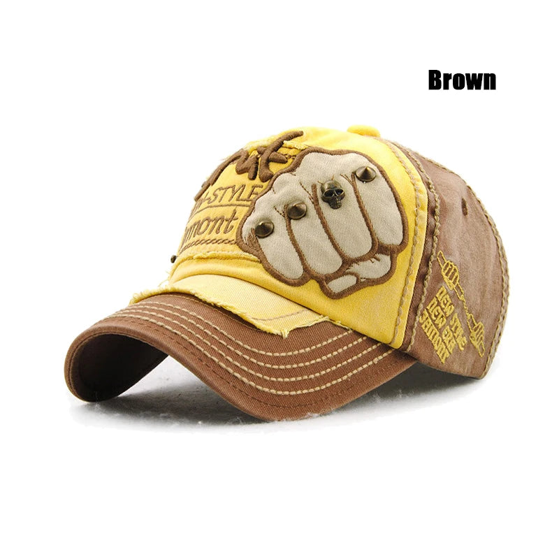 Fashion Baseball Cap Sports Outdoors Casual Cap Sun Hat Gorras Hip Hop Caps One Size Adjustable Unisex Fist Rivet Patch