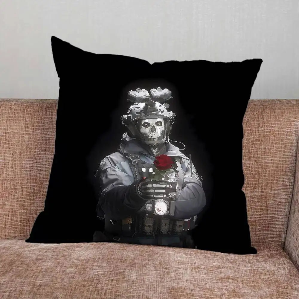 C-Cod C-Call of Duty Simon Ghost Riley Pillow Case For Home Bedroom Car Office Decoration Living Room Sofa Cushion Cover