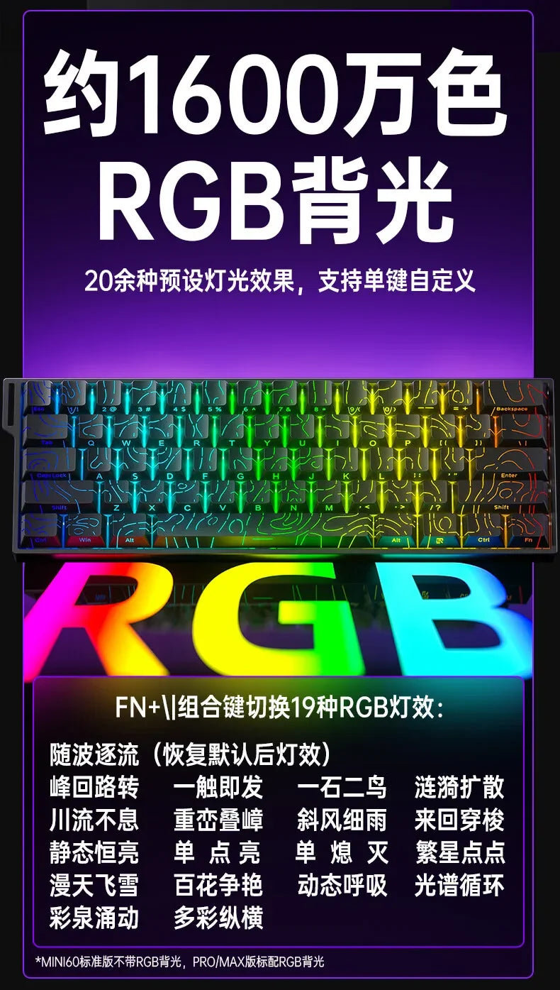 AULA Mini60 HE Magnetic Switch Keyboard RGB Tri Mode Wireless Mechanical Keyboard 8000Hz 0.01mm RT Gaming Keyboard Gamer Gifts
