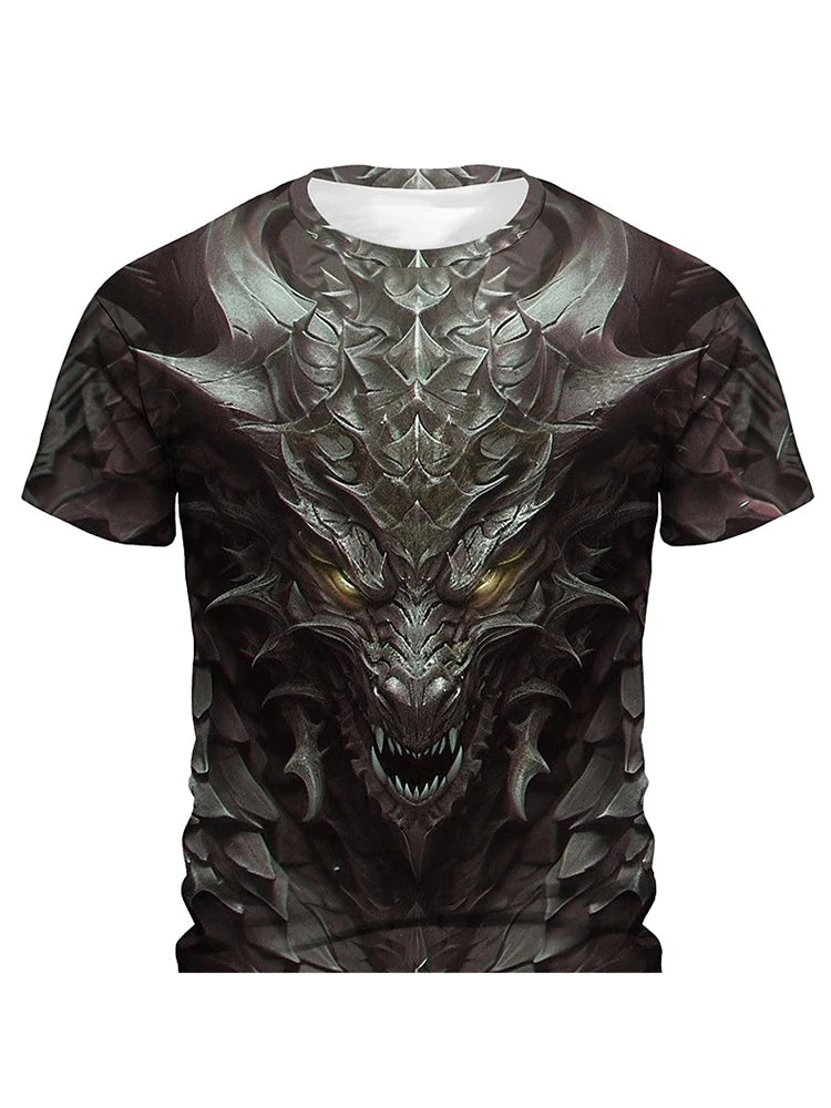 3D Dragon Print Men's T-shirt Summer Daily Casual Men's Street T-shirt Outdoor Sports Short Sleeve Urban Fashion Men's T-shirt