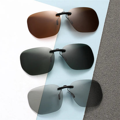 KLASSNUM Driving Clip On Sunglasses for Men Myopia Eyeglasses Polarized Women Square Night Vision Fishing UV400 Sun Glasses 2023