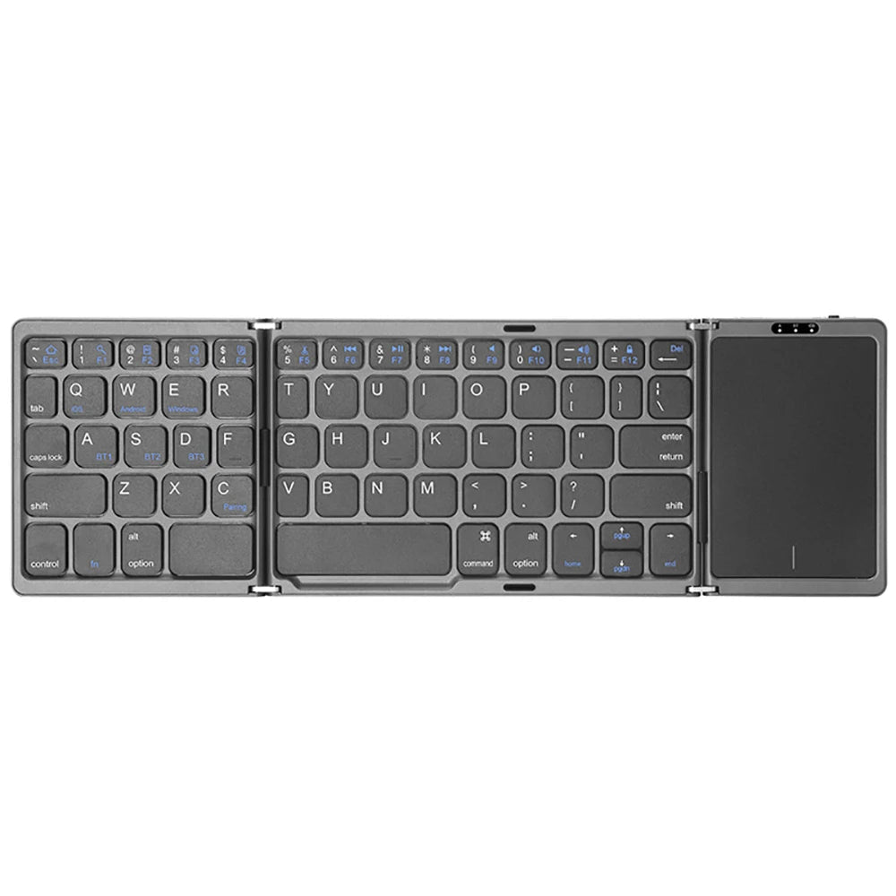 KEBIDUMEI Three Bluetooth Keyboard Tri-fold Keyboard with Touchpad Mini Keyboard Rechargeable Keyboard for Windows Android IOS