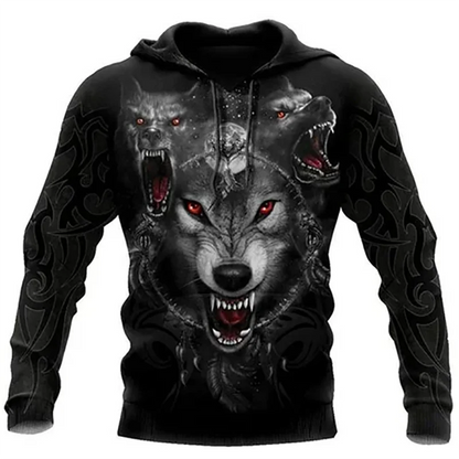 Fashion Spring Autumn Wolf Animal Men's Hoodies 3D All Over Printed Sweatshirt Unisex Pullover Casual Jacket Streetwear Coat 4XL