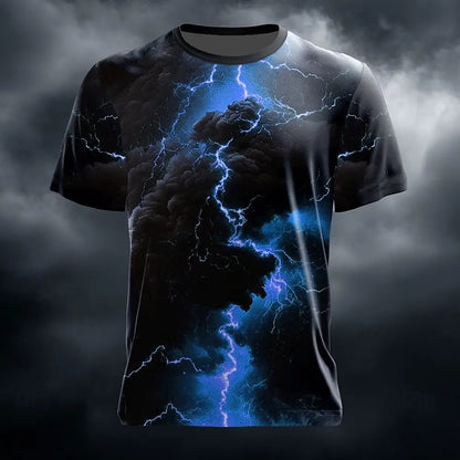 Men's Optical Illusion Lightning T-Shirt Short Sleeve T-Shirt 3D Print Crew Neck Shirt Casual Summer Spring All Seasons Clothing