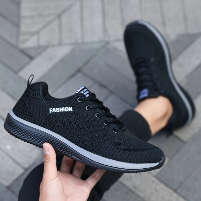 Men's Mesh Running Sneakers Athletic Gym Lightweight Men Casual Shoes 2025 Fashion Breathable Knit Walking Footwear Size 39-46