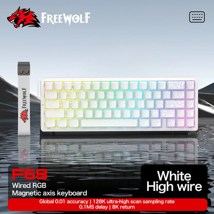 FREEWOLF F68 F68PRO Magnetic Gaming Keyboard Mechanical Wired for Pro Gaming 0.01mm Rapid Trigg 8000Hz SOCD/RS 0.1ms 128K Rate