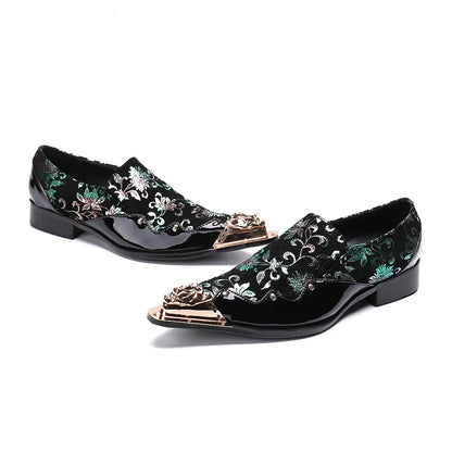 Men's Luxury White Gold Metal Toe Oxford Elegant Loafers Slip-On Dress Shoes Formal Wedding Party PU Leather Shoes Size 38-46