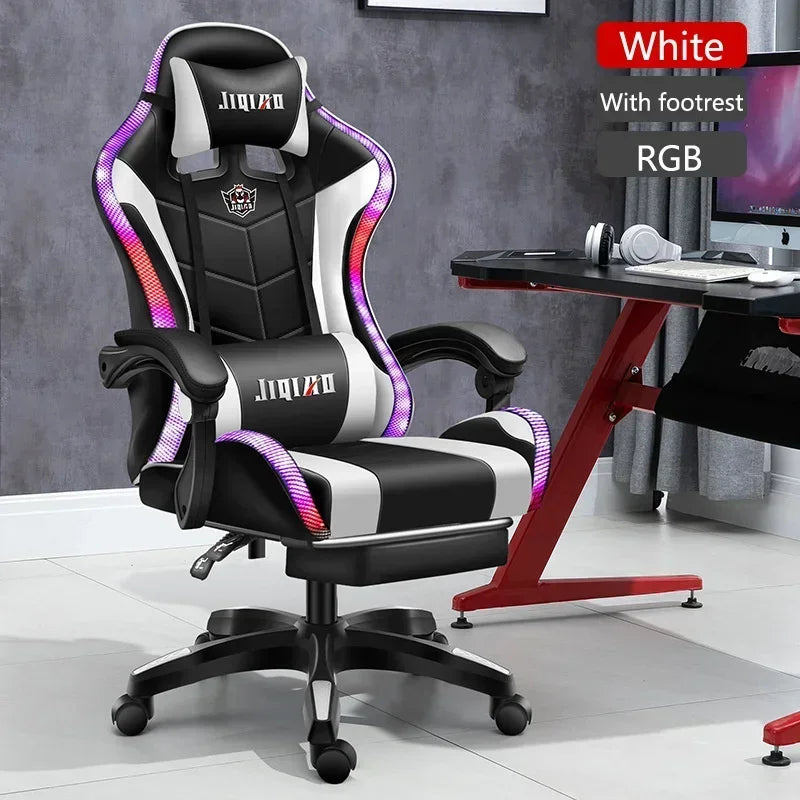 RGB Gaming Chair Ergonomic Computer Chair with Massage Function, Reclining Office Chair, Swivel Gamer Chair with Adjustable Height and Armrests